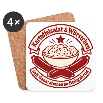Kartoffelsalat Würstchen Heiligabend Tradition - Untersetzer (4er-Set) - Weiß - Vorne