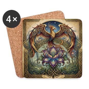 Celtic Phoenix Iris - Untersetzer (4er-Set) - Weiß - Vorne