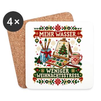 Mehr Wasser. Weniger Weihnachtsstress. - Untersetzer (4er-Set) - Weiß - Vorne