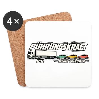 Führungskraft – LKW und meine Follower - Untersetzer (4er-Set) - Weiß - Vorne