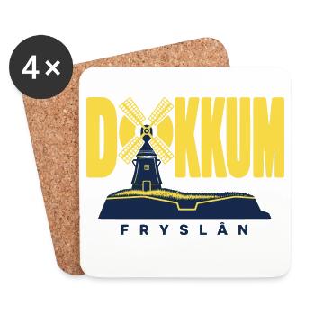 Dokkum  Friesland Windmühle Bollwerk Design - Untersetzer (4er-Set) - Weiß - Vorne