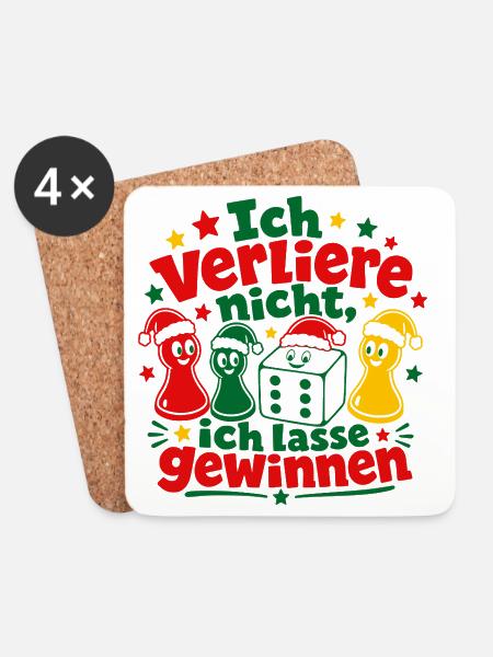 Lustiger Spieleabend Weihnachten Brettspiel - Untersetzer (4er-Set) - Weiß