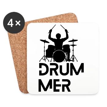 Drummer Schlagzeug Musik Geschenk für Schlagzeuger - Untersetzer (4er-Set) - Weiß - Vorne