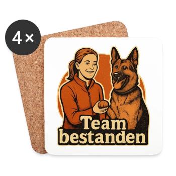 Begleithundeprüfung bestanden als starkes Team - Untersetzer (4er-Set) - Weiß - Vorne