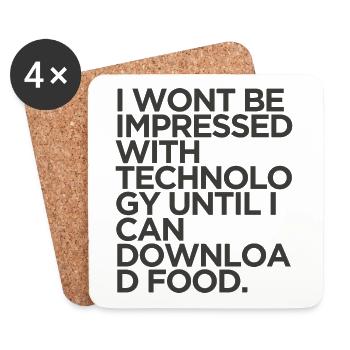 Lustiger Download Food Technology Sarkastisches Meme-Tee - Untersetzer (4er-Set) - Weiß - Vorne