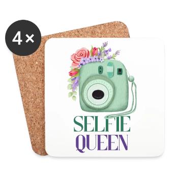 Selfie Queen – Kamera Blumen Fotografie Geschenk - Untersetzer (4er-Set) - Weiß - Vorne