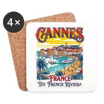 Retro Cannes France The French Riviera - Untersetzer (4er-Set) - Weiß - Vorne