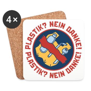 Plastik Nein Danke – Umweltschutz Nachhaltigkeit - Untersetzer (4er-Set) - Weiß - Vorne