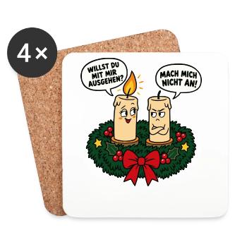 Willst du mit mir ausgehen – Winter Humor - Untersetzer (4er-Set) - Weiß - Vorne