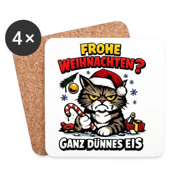 Frohe Weihnachten Ganz Dünnes Eis Weihnachtsoutfit - Untersetzer (4er-Set) - Weiß - Vorne