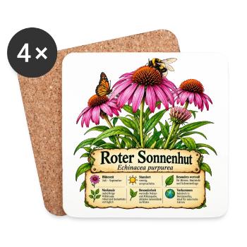 Roter Sonnenhut - Pflanzenmotiv - Geschenk Gärtner - Untersetzer (4er-Set) - Weiß - Vorne
