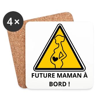 Werdende Mama an Bord! - Untersetzer (4er-Set) - Weiß - Vorne