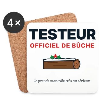 Offizieller Tester des Weihnachtsprotokolls – Weihnachtshumor - Untersetzer (4er-Set) - Weiß - Vorne