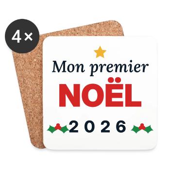 Mein erstes Weihnachten 2026 – Baby-Bodysuit - Untersetzer (4er-Set) - Weiß - Vorne