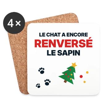 Die Katze hat wieder den Baum umgestoßen – Weihnachtshumor - Untersetzer (4er-Set) - Weiß - Vorne
