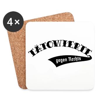 Tätowierte Gegen Rechts (Tattoo Tätowierung / B) - Untersetzer (4er-Set) - Weiß - Vorne