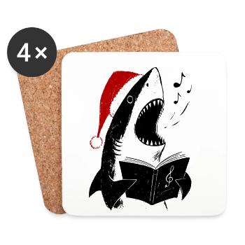 Singender Hai Weihnachten Chor - Untersetzer (4er-Set) - Weiß - Vorne