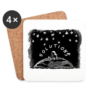 Solutions – Mädchen auf der Weltkugel unter Sterne - Untersetzer (4er-Set) - Weiß - Vorne