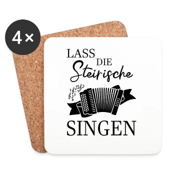 Ziehharmonika Lass Die Singen Steirische - Untersetzer (4er-Set) - Weiß - Vorne