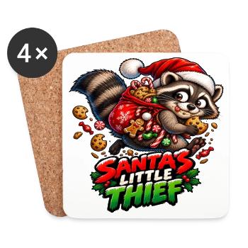 Santas kleiner Dieb - Untersetzer (4er-Set) - Weiß - Vorne