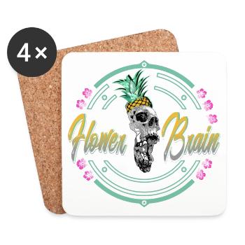 Tropischer Schädel mit Ananas - Untersetzer (4er-Set) - Weiß - Vorne