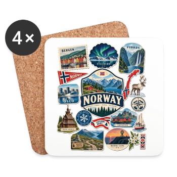 Norwegen Reisesticker - Untersetzer (4er-Set) - Weiß - Vorne