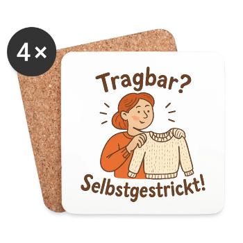 Erstes Strickstück fertig: Geschenk für Anfänger - Untersetzer (4er-Set) - Weiß - Vorne
