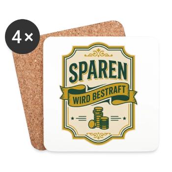 Sparen wird bestraft Satire Etikett Steuer - Untersetzer (4er-Set) - Weiß - Vorne