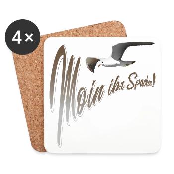Moin ihr Spacken Möwe - Untersetzer (4er-Set) - Weiß - Vorne