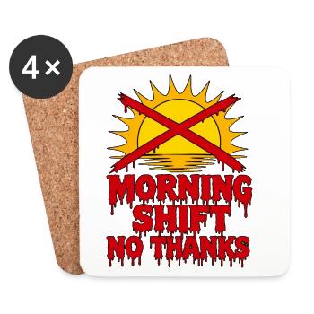 Morning Shift No Thanks Typografie Pflege RN - Untersetzer (4er-Set) - Weiß - Vorne