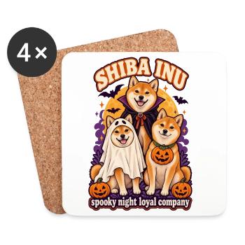 Spooky Night Loyal Company – Shiba Inu Halloween - Untersetzer (4er-Set) - Weiß - Vorne
