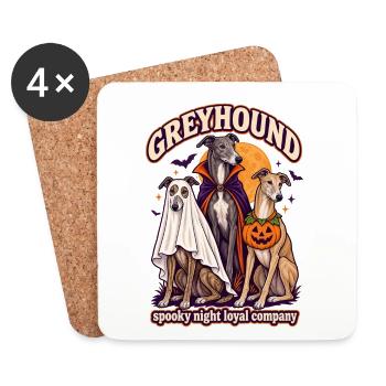 Spooky Night Loyal Company – Windhund Halloween - Untersetzer (4er-Set) - Weiß - Vorne