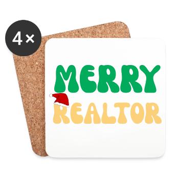 Weihnachtsimmobilienmakler festliches Weihnachtsgeschenk - Untersetzer (4er-Set) - Weiß - Vorne