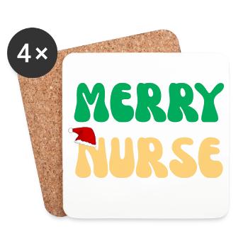 Frohe Nurse Weihnachtspullover Retro Nurse Geschenk - Untersetzer (4er-Set) - Weiß - Vorne