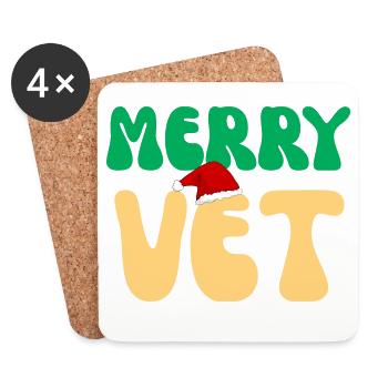 Süßes fröhliches Veterinär-Weihnachten-Vet-Tech-Geschenk - Untersetzer (4er-Set) - Weiß - Vorne