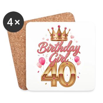 Birthday Girl 40 Krone Geburtstag Frau - Untersetzer (4er-Set) - Weiß - Vorne