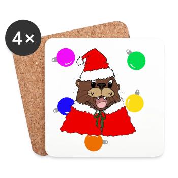 Weihnachtsotter - Untersetzer (4er-Set) - Weiß - Vorne