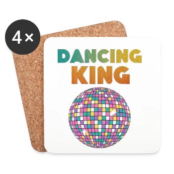 Dancing King Discokugel Vintage Geburtstag Party - Untersetzer (4er-Set) - Weiß - Vorne