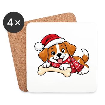 Süßer Weihnachtshund - Untersetzer (4er-Set) - Weiß - Vorne