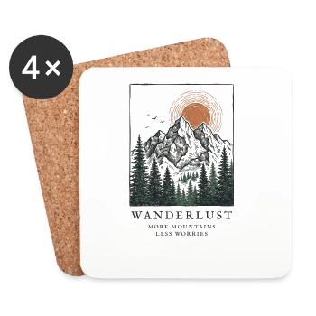 Wanderlust: Berge, Wald und Sonne - Untersetzer (4er-Set) - Weiß - Vorne