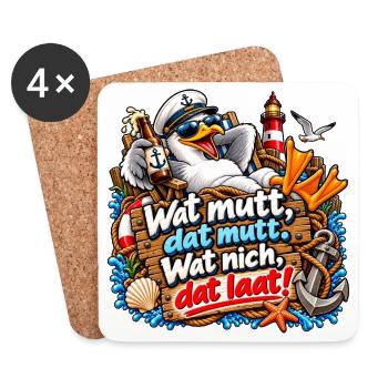 Wat mutt, datt mutt Nautik Clipart - Untersetzer (4er-Set) - Weiß - Vorne