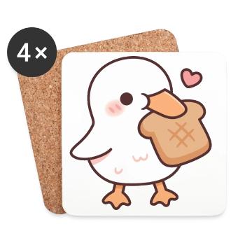 Süße Ente liebt Brot-Toast - Untersetzer (4er-Set) - Weiß - Vorne