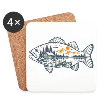 Vintage-Fischen - Untersetzer (4er-Set) - Weiß - Vorne