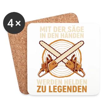 Sägehelden: Legenden aus Holz - Untersetzer (4er-Set) - Weiß - Vorne