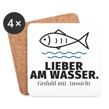 Lieber am Wasser – Fischmotiv - Untersetzer (4er-Set) - Weiß - Vorne