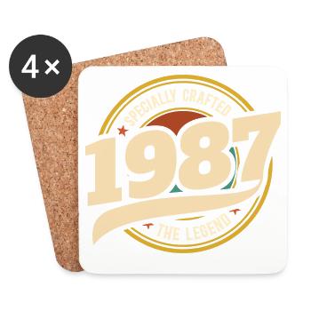 1987 40 Jahre Vintage-Jubiläum - Untersetzer (4er-Set) - Weiß - Vorne