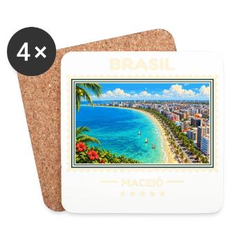 Brasilien Maceió Vintage Reisemarke - Untersetzer (4er-Set) - Weiß - Vorne