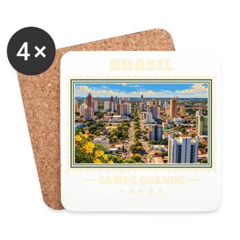 Brasilien Campo Grande Vintage Reisemarke - Untersetzer (4er-Set) - Weiß - Vorne