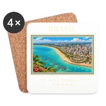 Brasilien João Pessoa Vintage Reisemarke - Untersetzer (4er-Set) - Weiß - Vorne