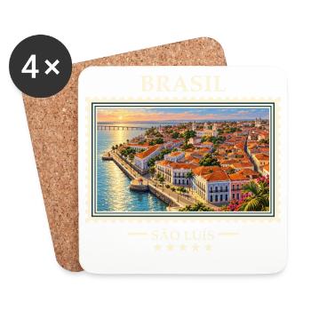 Brasilien São Luís Vintage Reisemarke - Untersetzer (4er-Set) - Weiß - Vorne